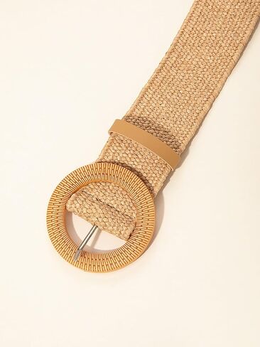 GORGLITTER Women's Straw Woven Belt Elastic Waist Belt Boho Buckle Dress Buckle Belts in Saudi Arabia