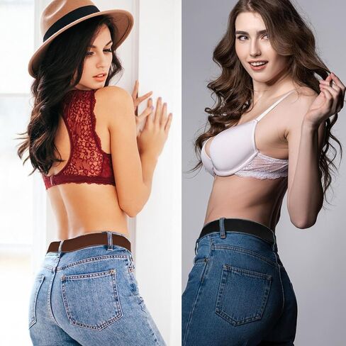 REDANHA 2 Pack Women No Show Invisible Belt Elastic Stretch Waist Belt with Flat Buckle Adjustable Belts for Pants Dresses in Saudi Arabia