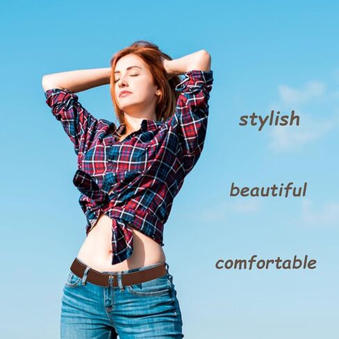 REDANHA 2 Pack Women No Show Invisible Belt Elastic Stretch Waist Belt with Flat Buckle Adjustable Belts for Pants Dresses in Saudi Arabia