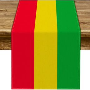 Sunwer Reggae Table Runner One Love Black History Month Juneteenth Jamaican Music Rasta Party Decoration Indoor Outdoor Table Cover Decor Home Kitchen Dining Room (13" x 72")