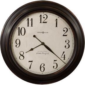 Howard Miller Coldwater Wall Clock II 549-472 – Aged Black Molded Frame with Bronze Highlights, Distressed Antique White Dial, Rustic Home Décor, Quartz Movement