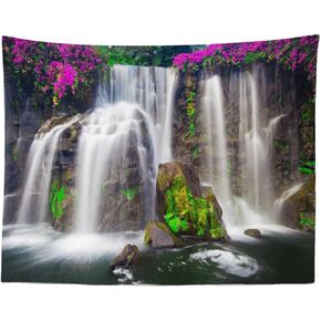 BELECO Forest Lake Tapestry Picturesque Mountain Waterfall Tapestry Wall Hanging Amazing Waterfall in Plitvice Lakes National Park Croatia Photo Backdrop Bedroom Living Room Dorm Decor 60x40 Inches