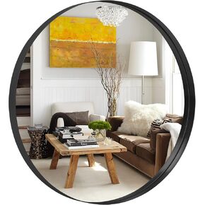 NeuType Round Mirror 32inch Circle Wall Mirror Metal Framed Wall Mirror Large Hanging Decorative Mirrors for Wall Bathroom Bedroom Living Room (Black, 32" x 32")