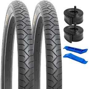 YUNSCM 2-PCS 26" Bike Tires 26 x 2.125/57-559 and 26" Bike Tubes Schrader Valve Compatible with 26x1.95 26x2.0 26x2.10 26x2.125 26x2.15 Bike Bicycle Tires and Tubes (P-1077)