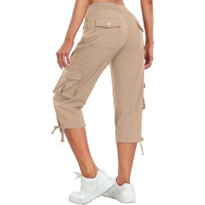 Women's Cargo Capris Pants Lightweight Quick Dry Hiking Pants Baggy Casual Outdoor Travel Cute Pants with 6 Pockets