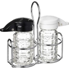 رجها مجانًا - 1.5 أونصة. هزازات ملح وفلفل زجاجية خالية من الرطوبة ومقاومة للرطوبة مع علبة معدنية من تمبلر هوم in Kuwait