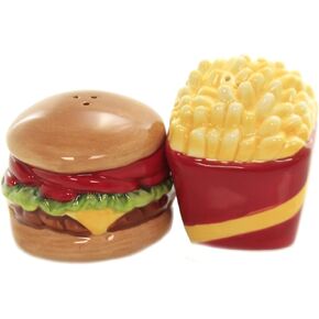 Pacific Giftware New! 4" Burger and Fries Magnetic Salt and Pepper Shakers