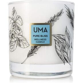 UMA Pure Bliss Wellness Relaxing Candle | 11 oz Ayurvedic Candle for Stress & Tiredness | 100% Organic Chamomile & Lavender for Meditation, Relaxation, & Soothing Effects (1 Unit)