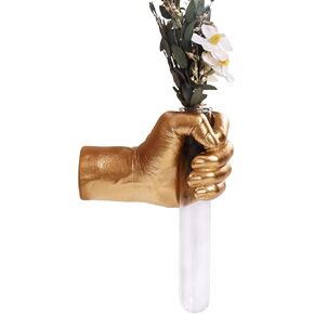 Hands Wall Vase,Kinetic Wall Sculpture Golden Wall Hanging Hands, Unique Hand Gesture Display for Home and Office Maximalist Decor