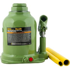 Pro-Lift Welded Bottle Jack 20 Ton - Low Profile (40,000 Lbs) Capacity Hydraulic Lifting with Side Pump Two-Piece Handle