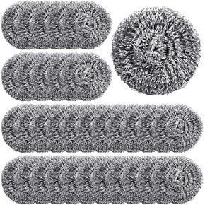 100 Pcs Stainless Steel Sponges Scrubbing Scouring Pad, Stainless Steel Scrubber Kitchen Scrubbers for Dishes Household Surfaces Scouring Pads for Kitchen Removing Rust Dirty Cookware Cleaner
