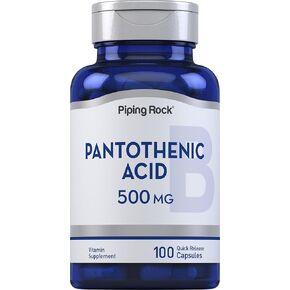 Piping Rock Pantothenic Acid 500mg | 100 Capsules | Non-GMO, Gluten Free Supplement
