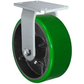 CasterHQ - عجلة صلبة شديدة التحمل مقاس 8 × 3 بوصة - من مادة البولي يوريثين الخضراء على عجلة فولاذية - سعة 2500 رطل لكل عجلة in Kuwait