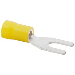 Vinyl Insulated Spade Terminal, 12-10 Wire Size, 1/4" Stud Size, 0.354" Width, 1.287" Length