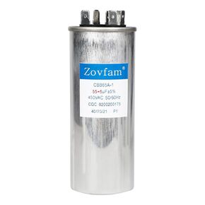 AC Capacitor 55/5 uf 55/5 MFD ±5% 370V or 440V CBB65 Round Dual Run Start Capacitor for AC Motor Run, Air Conditioner, Heat Pump, AC Fan, Air Pump, HVAC