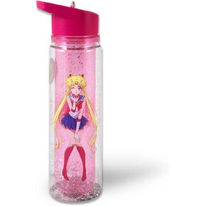 Sailor Moon Crystal Water Bottle | 34 Oz Water Bottle Featuring Sailor Moon Crystal Chibi Characters | Home Deco | Gym Water Bottle | Anime Water Bottle | Official Licensed By Just Funky