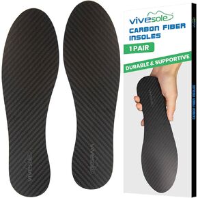 ViveSole Carbon Fiber Insoles for Men & Women (1 Pair) - Shoe Insert for Hallux Rigid Relief, Foot Fracture, Arthritis - Turf Toe Plate - for Sports, Hiking, Trekking, Basketball