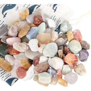1.1lb Natural Mixed Crystal Stones, Rock & Mineral Collection- Medium Size Mixed Healing Crystal Chakra Stones, Crushed Crystal Mixed Gemstones for Crafts, Wicca, Reiki, Beautiful Package for Gift