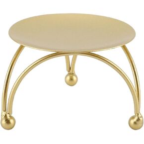 Gold Mini Round Table Desk Decoration, European Style Iron Plate Candle Holder Pillar Base Gift Dinner Table Decoration, Candle Stand for Wax Candles for Wedding Trinkets Party