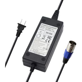24V 2A Battery Charger Adapter for Mongoose, Jazzy, Pride, GT, eZip, Golden, Go-Go Elite Traveller, Shoprider, Mountain Trailz, Jazzy Select 6 Ultra, Ezip 400 500 650