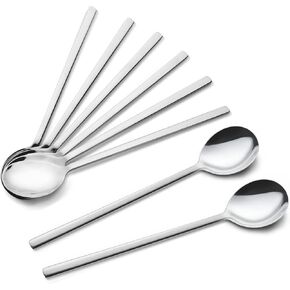 Soup Spoon,Korean Spoons, 8 Pieces Stainless Steel Asian Soup Spoon,8.5 Inch Soup Spoons,Long Handle Korean Spoon,Dinner Spoons Ramen Spoon for Home Kitchen or Restaurant (Black)