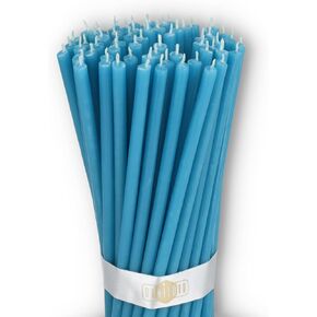 Danilovo Pure Beeswax Candles - No-Drip, Smoke-Less, Tall, Thin Taper Candles – Decorative Candles for Church Prayer, Decor or Birthday Candles – Honey Scented Candles – 6.3"x0.2" (Black, 50pcs)