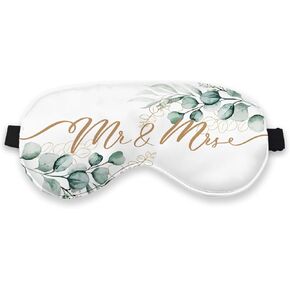 Mr and Mrs Eye Mask, Blindfold Wedding Games for Reception, Groom and Bride Sleep Mask for Couples, Wedding Night Bride to Be Silk Blackout Eye Mask for Sleeping, Adjustable Straps Sleep Mask