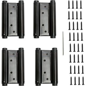 5inch Double Action Spring Hinges, Self Closing Door Hinges for Cafe Saloon Pub Swinging Doors, 201 Stainless Steel, Including Pins and Screws, 4Pack