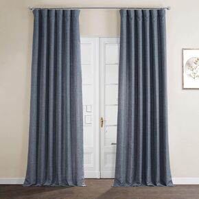 HPD HALF PRICE DRAPES Italian Linen Curtains for Bedroom & Living Room 84 Inches Long Room Darkening Curtains (1 Panel), 50W X 84L, Empire Green