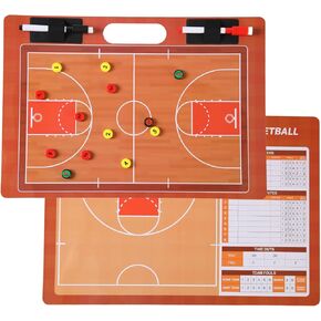 Magnetic Basketball Clipboard for Coach,Double-Sided Dry Erase Basketball Board with 15 Magnets