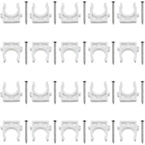 20 قطعة من أنابيب المياه البلاستيكية على شكل حرف U بيضاء حليبية لقطر خارجي 25 مم متوافق مع 3/4 بوصة قطر داخلي أنبوب PVC بدون خياطة بطاقة أنابيب خالية من الأظافر للمطبخ والحمام والشرفة مشبك أنابيب ثابت in Kuwait