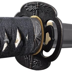 Handmade Sword - Unsharpened Iaido Trainging Katana Sword, Stainless Steel, Handmade, Full Tang, Brass Fittings, Bamboo Alloy Tsuba, Black Scabbard