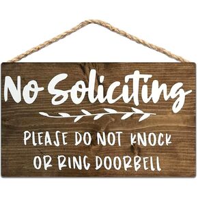 KDLY No Soliciting Wood Sign Please Do Not Knock Or Ring Doorbell Rustic Wooden Sign 12x6 in / 30x15 cm
