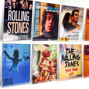 Vinyl Record Holder, 6 Pack 4 Inch Clear Acrylic Album Record Holder, Vinyl Record Wall Mount Storage & Display for Wall Decor, Kids Bookshelf, Magazine Rack, Picture Ledge