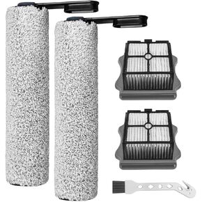 Brush Roller and Filter for Tineco Floor One S5 Combo Cordless Wet and Dry Vacuum Cleaner Replacement Parts, 2 Brush Roller + 2 Filters + 1 Cleaning Brush