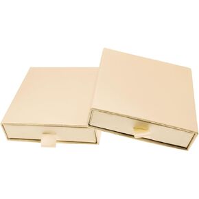 Ivosmart 2 Pack Jewelry Gift Boxes 3.5 x 3.5 x 1 Inch Cardboard Jewelry Boxes, Small Gift Boxes for Jewelry Earrings Necklaces Handmade Bangles Bracelets, Gift for Women and Girls (Beige)