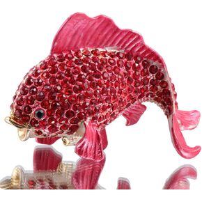 Waltz&F Pink diamond fish Hand-Painted Trinket Box Animal Jewelry box Figurine Collectible Ring Holder