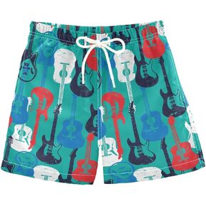 Rock Star Guitar Boys Swim Trunks Colorful Instrument Toddler Beach Board Shorts Baby Summer Bathing Suit 2T