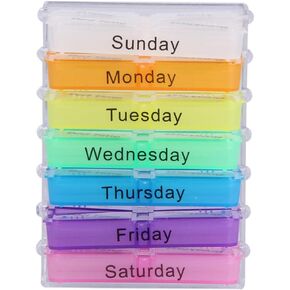 7 Day 28 Grids Medicine Weekly Storage Pill Case Tablet Sorter Box Container Case Organizer Colorful Pill Organizer Boxes, Pink