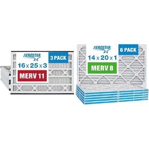 فلتر هواء بديل مطوي من Aerostar 16x25x3 MERV 11 لـ Trion Air Bear 229990-101، 3 عبوات (الحجم الفعلي: 15 3/4"x24 1/4"x3")، مرشحات فرن التيار المتردد