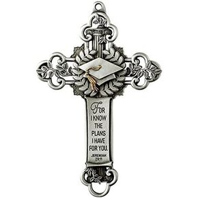 Silver Toned Graduation Wall Hanging Cross Jeremiah 29:11, 5 Inches