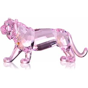 Crystal Tiger Figurine Animals Craft Home Decor Ornaments Collectible Birthday New Year Gifts (Gold)