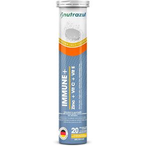 nutrazul Immune+ Effervescent Tablets- Passion Fruit 20’s | Gluten Free, Lactose Free, Sugar Free & Preservative Free | Maintains Immune Function, Healthy Skin, Bones, Cartilage, Teeth & Gums