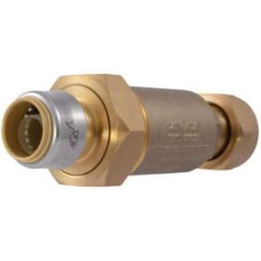 Cash Acme/SharkBite BF5M0134SB 1 inch x 3/4 inch BF5, Meter Swivel, Nut Inlet, Dual Check Valve, ball valve, brass, water valve shut off, push connect fittings, plumbing fittings