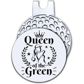 Queen of The Green Golf Ball Marker with Magnetic Hat Clip, Funny Golf Accessories and Golf Gifts for Women Her Mom Wife Daughter, Birthday for Golfer Golf Lovers
