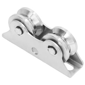 Groove Wheel, 5.12x1.3x2.36in Stainless Steel Sliding Gate Wheels V Groove Track Roller Rigid Caster Sliding Gate Double Roller Wheel V-Shaped Bracket Roller for Swing Sliding Gate