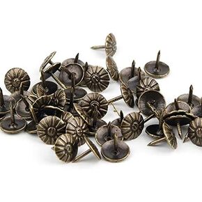 100Pcs Upholstery Tacks, Antique Bronze Upholstery Nail Wood Decorative Tack Stud for Home Furniture Decor (Size:Type7-Green Bronze)