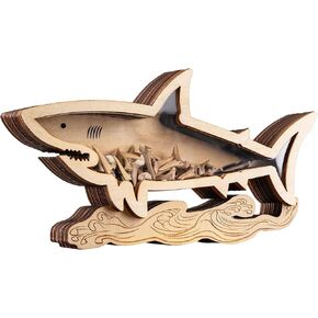 Shark Tooth Display Case 8.7 Inch Shark Teeth Shadow Box,Wood Shark Teeth Holder Shark Tooth Collection,Gifts for Vacation Beach Home Decor