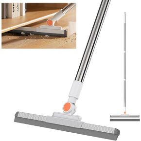 Floor Squeegee, Push Rubber Broom Scraper with 180° Rotating Movable Blade for Pet Hair Removal, Tile Concrete Floor Shower Walls Glass Window Garage Home Corners Cleaning