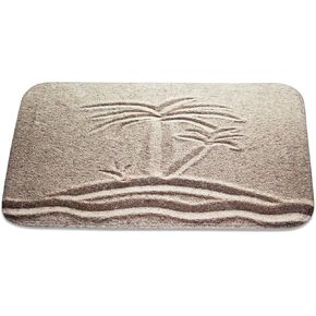 Summer Beach Palm Tree Bathroom Rugs Tropical Plant Sand Bath Mat Non Slip Bathroom Beachy Decor Mats Imitation Cashmere Door Rug with Rubber Backing Kitchen Floor Carpet 16" x 24"